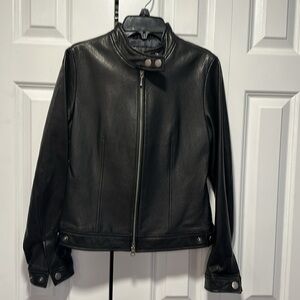 Banana Republic XS black leather, zip front jacket.
